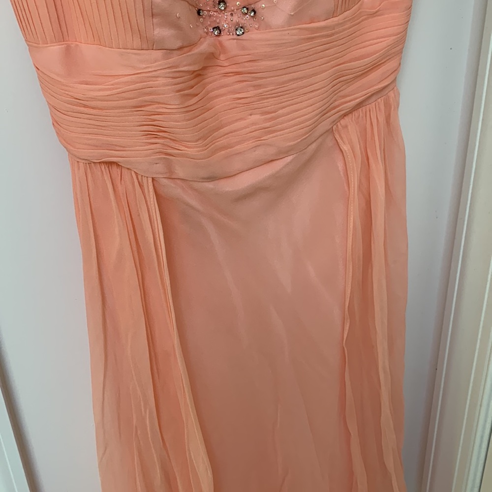 Vintage 100% silk peach chiffon dress. matching chiffon shawl M - Picture 6 of 16